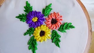 Hand Embroidery: Lazy Daisy Flower (in Ribbon Work)