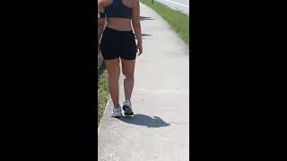 beautiful hot latina jogging in tight spandex