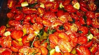 Tomates cereja confitados - Tomates cerejas assados (Vegana)