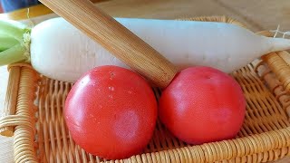 【小穎美食】白蘿蔔加西紅柿這樣做，真是太香了，連吃一個月也不夠，營養解饞