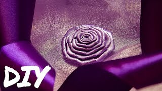 DIY: Плоская розочка из атласной ленты 5 см и 2,5 см | канзаши | Flat rose from satin ribbon
