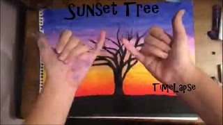 Sunset oil pastel drawing timelapse