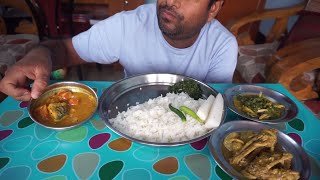 eating show with sound Eating shak vaja and chicken curry and tok curry