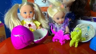 Мультик про кукол. Катя и Еви. Динозавры вылупились из яиц /Cartoon about dolls. Dinosaur eggs