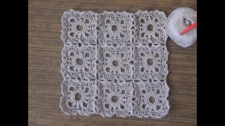 Скатерть крючком из квадратных  мотивов. Как соединить мотивы