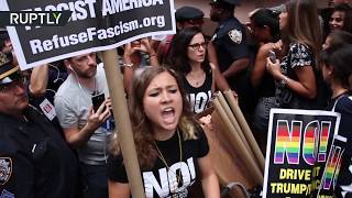 Anti-Trump protests in NYC: crowds outside Trump Tower