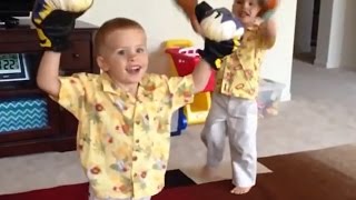 Cute Toddler Twins First Boxing Match - Family Fun Pack