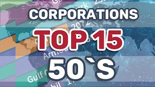 Top 15 largest corporations by total revenue of 50`s by Fortune magazine
