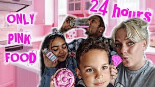 we only ate PINK food for 24 HOURS CHALLENGE