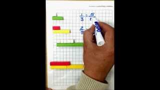 Suma fracciones distinto denominador con regletas Cuisenaire