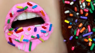 Full Face Using ONLY Donuts | Sprinkles, Chocolate, Jelly Filled, Glazed Donut EDIBLE Makeup!
