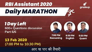 RBI Assistant Marathon Class | Reasoning, English & Maths for RBI Assistant 2020 | Gradeup