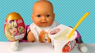 Куклы Пупсики Риси Фрути На Полдник, Барби Яйцо Сюрприз Кормим Куклу Мультик Для девочек