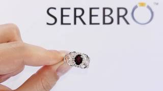 Серебряное кольцо с натуральным гранатом "Винтаж" ПДК02Г