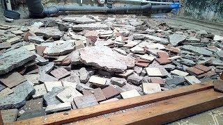 Выравнивание пола в ванной комнате наливным полом для быстрой укладки плитки