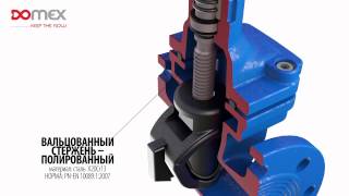 Задвижка чугунная фланцевая с обрезиненным клином Domex (Польша)