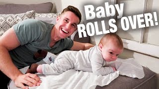 Baby Leo ROLLS OVER FOR THE FIRST TIME!