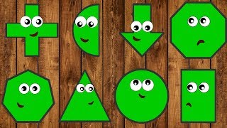 Wrong Shapes! Learn Shapes and Colors with 2D Wooden Forms For Children Kids - Green Color