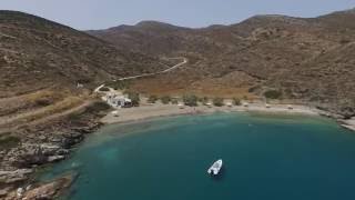 Aerial view Sikinos - Agios Georgios Beach, Cyclades, Greece (HD)