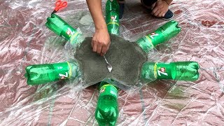 DIY - ❤️ CEMENT CRAFT IDEAS ❤️ - Idea of making a tree pots with cement and bottles scrap