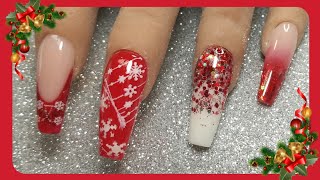 UNGHIE IN ACRYGEL COLORATO ,ROSSO NATALE | STAMPING GEL | RICOSTRUZIONE UNGHIE