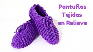 PANTUFLAS PARA DAMA TEJIDAS A CROCHET / En todas las tallas
