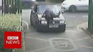 CCTV shows 'school run rage' incident - BBC News