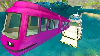 BeamNG drive - Throwing Cars At Sinking Boats