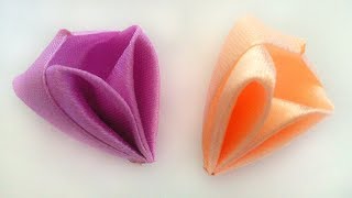 Новый лепесток канзаши Коробочка из атласных лент мастер класс. New Kanzashi petal box satin ribbons