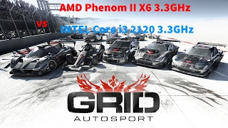 GRID Autosport. FPS Test AMD Phenom II X6 3.3GHz vs Intel Core i3 2120 (GTX 650Ti)