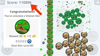 AGAR.IO UNLOCKING NEW LEVEL 75 CROCODILE SKIN! + TRICKS(110K) (Agar.io Mobile)