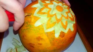 Melon carving. Как сделать корзину из дыни. DIY.  Карвинг