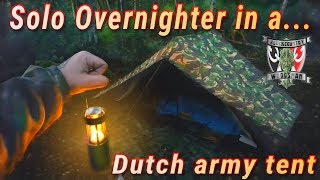 Solo overnighter in a Dutch army canvas tent