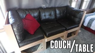 Adventure Bus Build Pt. 20 - DIY Folding Leather Couch/Table