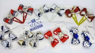 Маленькие бантики-заколки из лент на любую основу./Small ribbons bows, duck hair clips or elastic.