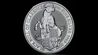 Серебряная монета 2 унции Звери Королевы Черный Бык (2oz Queen's Beasts Black Bull) 2018