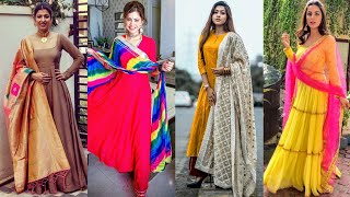 2020's Latest Simple Plain Anarkali With Heavy Dupatta Designs•Anarkali Suit Ideas From Plain Fabric