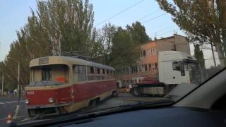 Трамвай сошел с рельс авария с фурой. Odessa tram 09.09.2016
