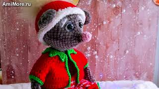 Амигуруми: схема Рождественский мышь. Игрушки вязаные крючком - Free crochet patterns.