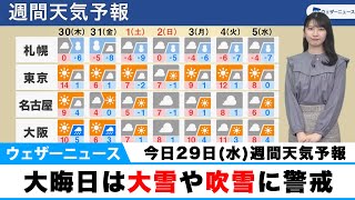 【週間天気予報】大晦日は大雪や吹雪に警戒　元旦は冷え込み強い