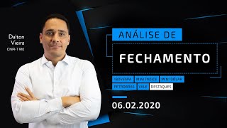 Análise - IBOV, WING20, WDOH20, PETR4, VALE3, ITUB4, ABEV3 e BRKM5 | 6.2.20 #dvfechamento