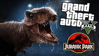 GTA 5 Mods - JURASSIC WORLD T-REX ATTACK MOD! (GTA 5 Mods Gameplay)
