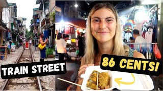 Hanoi Food Night Market [EVERYTHING UNDER $1!] | Train Street | Vietnam Travel Vlog