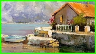 Урок живописи с нуля. Как нарисовать Дом у воды. Александр Южаков