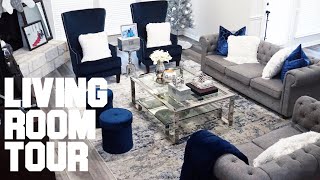LIVING ROOM TOUR - GLAM BUT FUNCTIONAL | DECORATING NEW HOUSE