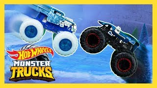 Monster Trucks Race Through a Snowball Avalanche! | Monster Trucks Island | Hot Wheels