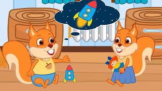 Famille d'Écureuil - Dans L'espace Sur Une Fusée Jouet Animé 2021 en Français