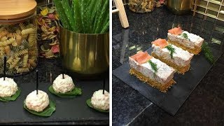 Recettes de Cheesecake salé au saumon fumé et Boulettes apéritives au fromage et surimi ??