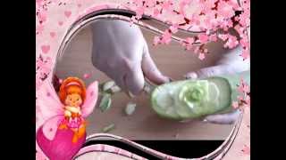 Карвинг из овощей и фруктов   на кабачке แกะสลักผลไม้ Vegetable Carving   карвинг