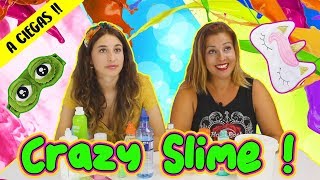 CRAZY SLIME a ciegas !!! Mi prima intenta hacer slime por primera vez ! Videos de Slime